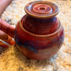 Lidded Ceramic Art Pottery Pot - 2002